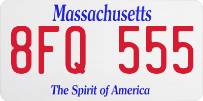 MA license plate 8FQ555
