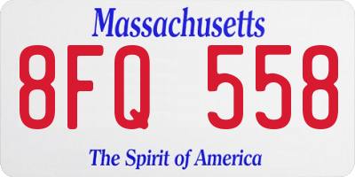 MA license plate 8FQ558