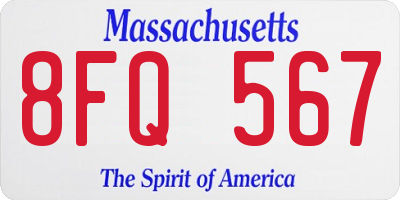 MA license plate 8FQ567