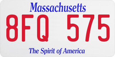 MA license plate 8FQ575