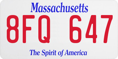 MA license plate 8FQ647