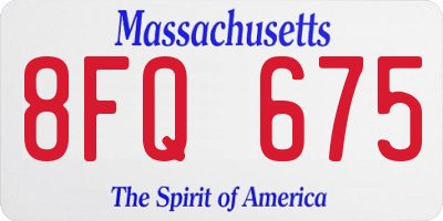 MA license plate 8FQ675