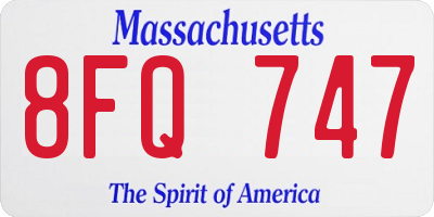MA license plate 8FQ747