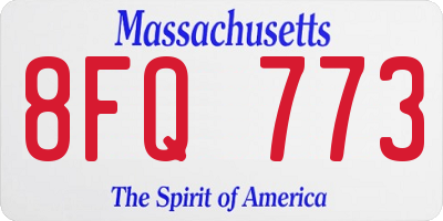MA license plate 8FQ773
