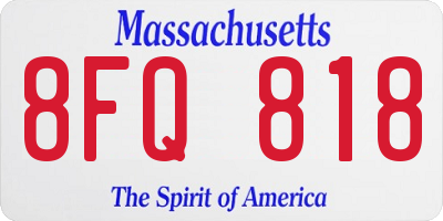 MA license plate 8FQ818