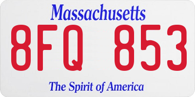 MA license plate 8FQ853