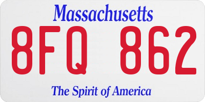 MA license plate 8FQ862