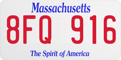 MA license plate 8FQ916