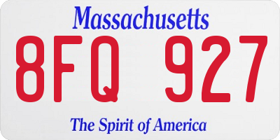 MA license plate 8FQ927