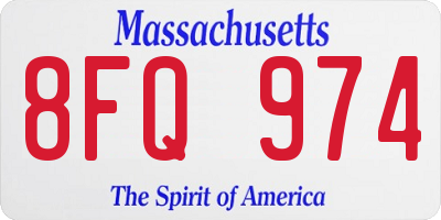 MA license plate 8FQ974