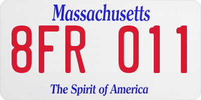 MA license plate 8FR011