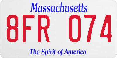 MA license plate 8FR074