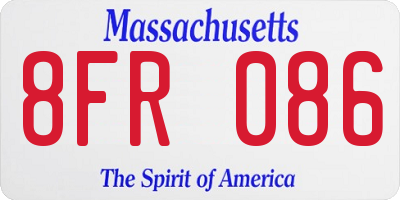 MA license plate 8FR086