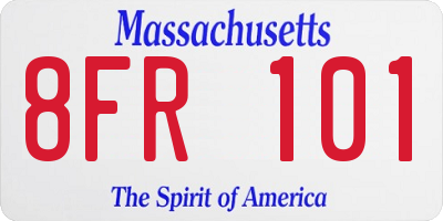 MA license plate 8FR101