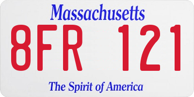 MA license plate 8FR121