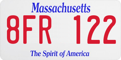 MA license plate 8FR122