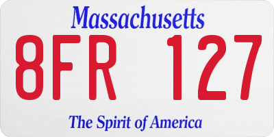 MA license plate 8FR127