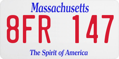 MA license plate 8FR147