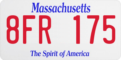 MA license plate 8FR175