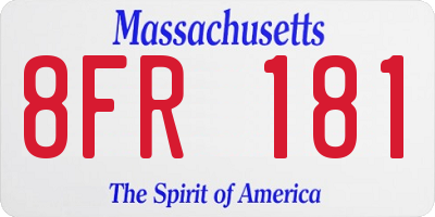 MA license plate 8FR181