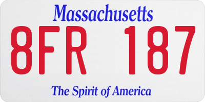 MA license plate 8FR187