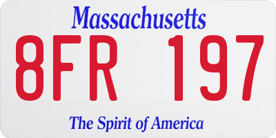 MA license plate 8FR197