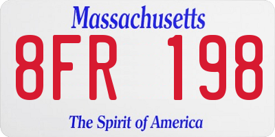 MA license plate 8FR198