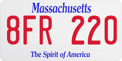 MA license plate 8FR220