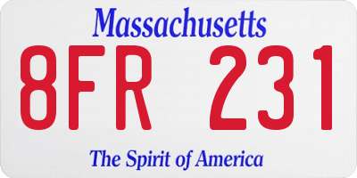 MA license plate 8FR231
