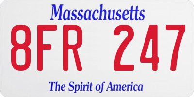 MA license plate 8FR247