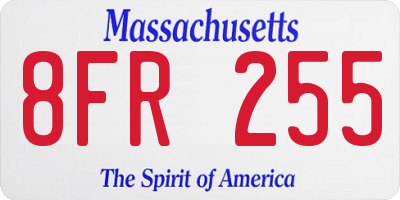 MA license plate 8FR255