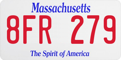 MA license plate 8FR279