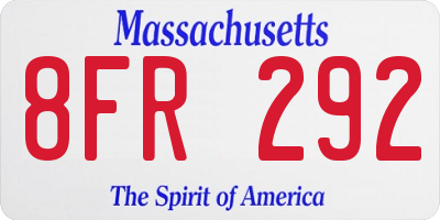 MA license plate 8FR292