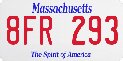 MA license plate 8FR293