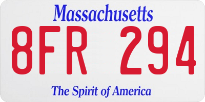 MA license plate 8FR294