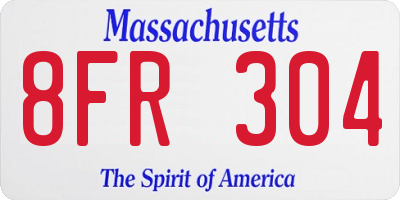 MA license plate 8FR304