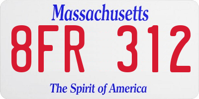 MA license plate 8FR312