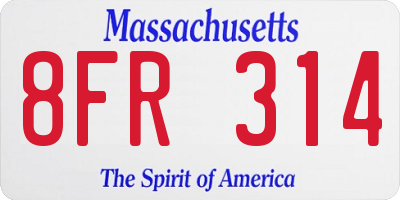MA license plate 8FR314