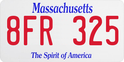 MA license plate 8FR325