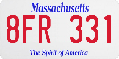 MA license plate 8FR331