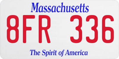 MA license plate 8FR336
