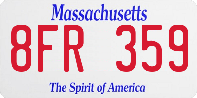 MA license plate 8FR359