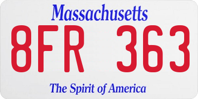MA license plate 8FR363