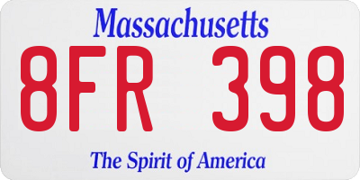 MA license plate 8FR398
