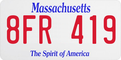 MA license plate 8FR419