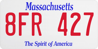 MA license plate 8FR427