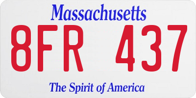 MA license plate 8FR437