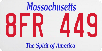 MA license plate 8FR449