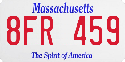 MA license plate 8FR459