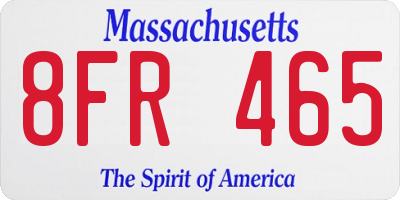 MA license plate 8FR465